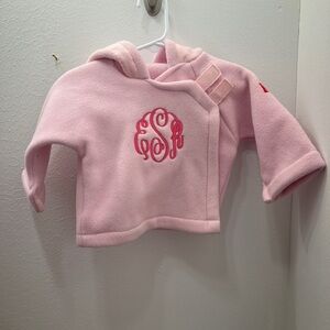 Pink Hooded Fleece Baby Jacket with Monogram